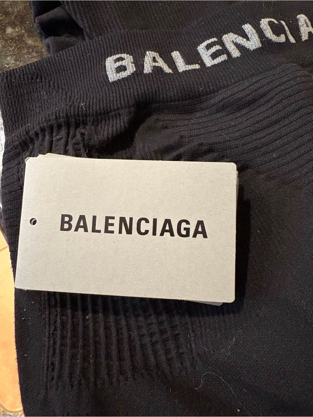 Balenciaga Black and White Branded Athletic Leggings - Picture 4 of 6